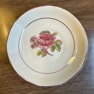 Antique Georgian Staffordshire Bone China Teacup Saucer Pink Lustre Rose 1830s